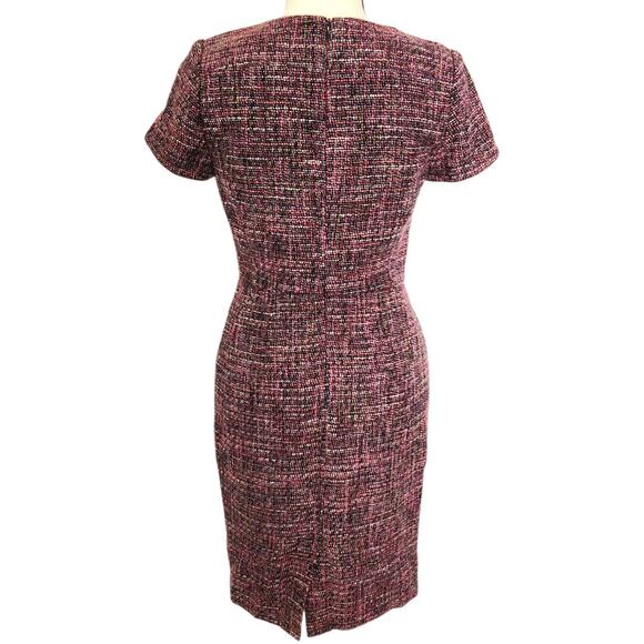 Boden Smart Day Pink & Green Multi Color Tweed Shift Dress Women Size 2 - Picture 3 of 8
